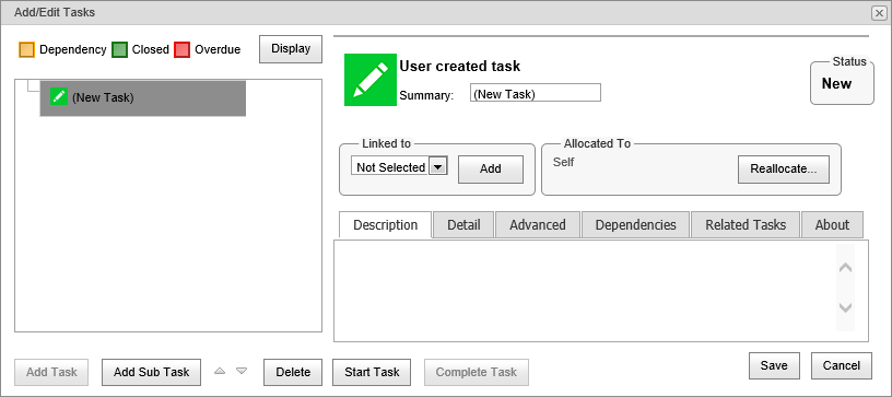 Task List (synweb, New Task, blank)