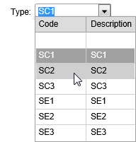 Type field (Contact Details window, synweb)