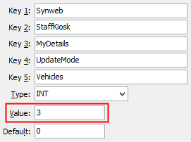 UpdateMode Vehicles configuration setting