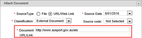 URL added to Document URLlink field (Docman, synweb)