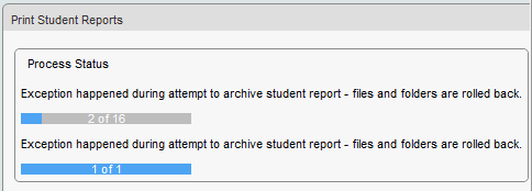 View Student Results (synweb, Process Status area)