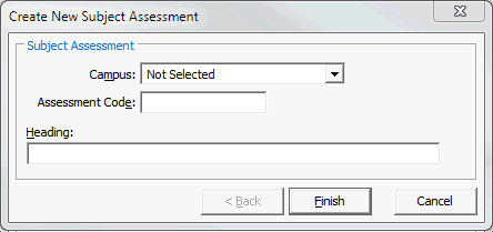 Create New Subject Assessment window 80/100