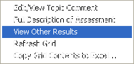 Viewing students results drop-down menu