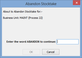 Abandon Stocktake window