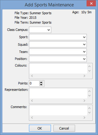 Add Co-Curricular window (Sports example)