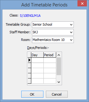 Add Timetable Periods window