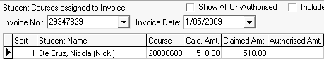 Agent Commission Schedule Maintenance window (Student courses assigned to invoice)