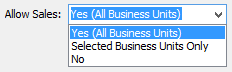 Allow Sales drop-down list