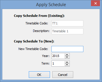Apply schedule window (Timetable config)