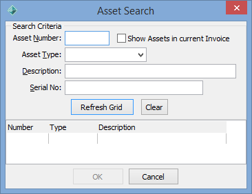 Asset Search window