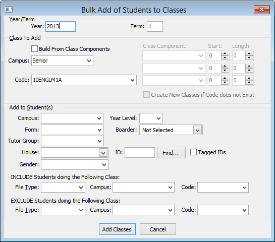 Bulk Add of Students to Classes