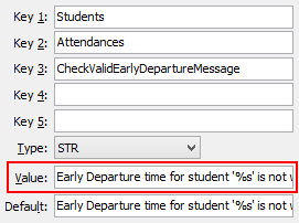 CheckValidEarlyDepartureMessage configuration setting