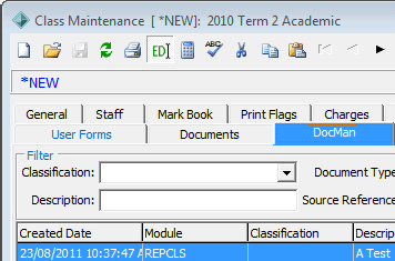Class Maintenance - DocMan tab (cut down)