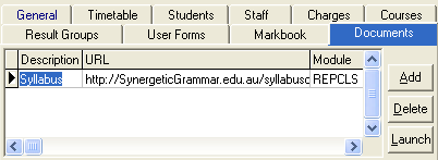 Class Maintenance - Documents tab (cut down)