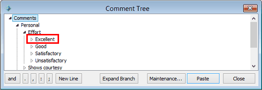 Comment Tree window (personal, rating level)