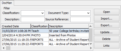 Community Maintenance - DocMan tab (sample for doc management, cut down)