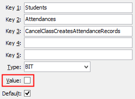 Configuration File Maintenance (CancelClassCreatesAttendanceRecords)