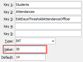 Configuration File Maintenance (EditDaysThresholdAttendanceOfficer)