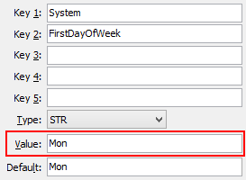Configuration File Maintenance (FirstDayOfWeek)