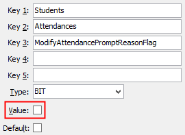 Configuration File Maintenance (ModifyAttendancePromptReasonFlag)