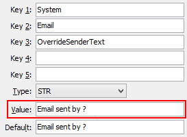 Configuration File Maintenance (OverrideSenderText, default value)