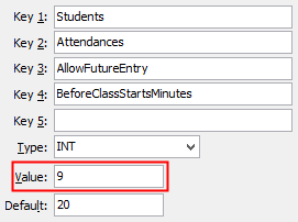 Configuration File Maintenance - BeforeClassStartsMinutes