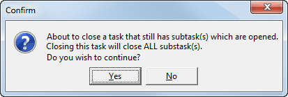 Confirm - about to close a task