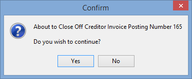 Confirm - about to close of creditor invoice posting number 3610