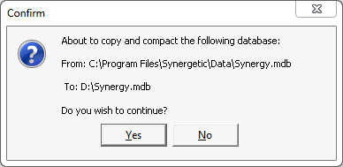 Confirm - about to copy an compact the database