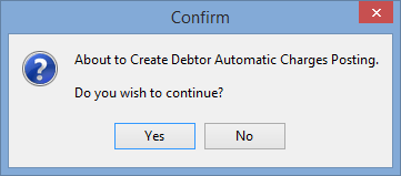 Confirm - About to Create Debtor Automatic Charges Posting