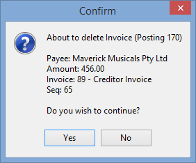 Confirm - About to delete Invoice
