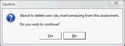 Confirm - About to delete user from all assessments