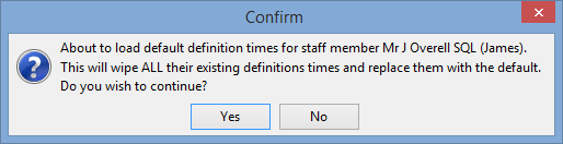 Confirm default definition times