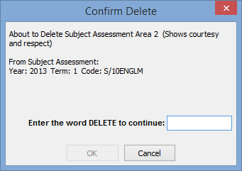 Confirm Delete window