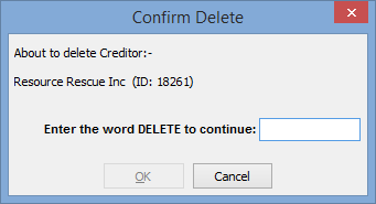 Confirm delete window (creditors)