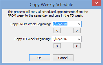 Copy weekly schedule window
