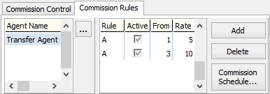 Course Agent Maintenance - Commission Rules tab (fields and buttons)