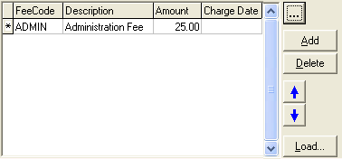 Course Maintenance - Charges tab (grid, cut down)