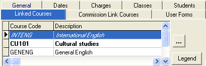 Course Maintenance - Linked Courses tab (cut down)
