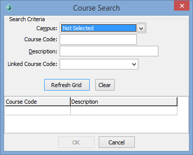 Course Search window