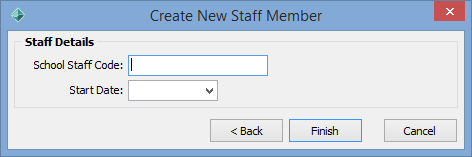 Create New Staff Member - Staff Details window