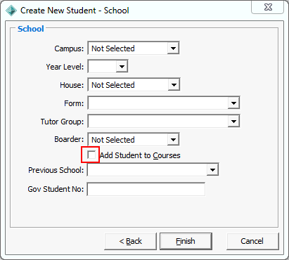 Create New Student - School (Add Student to Courses field)