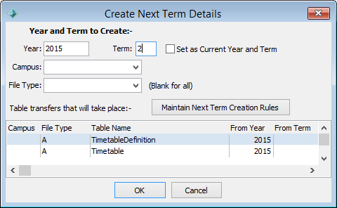 Create Next Term Details (selected file type)