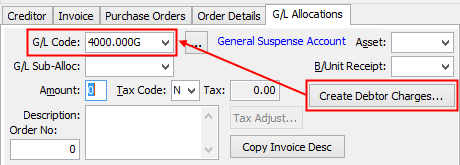 Creditor Invoice Entry - GL Allocations tab (cut down)