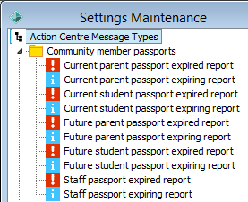 Current student passport expiry (Action Centre messages)
