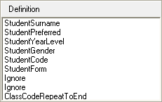 Customer Definition window (Definition area)
