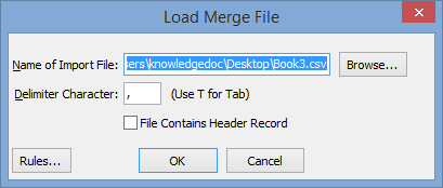 Load Merge File window
