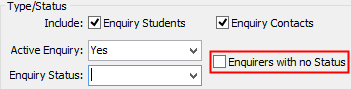 Enquirers with no Status field (Process Future Student and Enquiries)