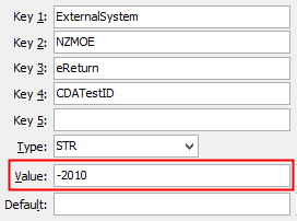 eReturn CDATestID configuration setting