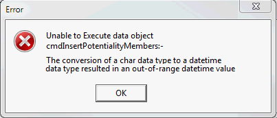 Error - Conversion of char type to datetime type